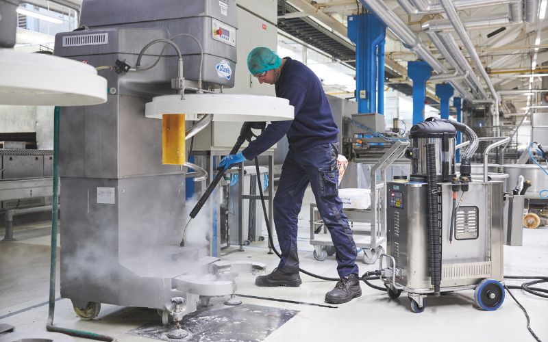 Mechanical workshop steam cleaning